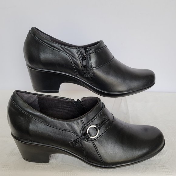 CLARKS Genette Curve Leather Slip-On Shoes- Black color- Women's Size 9.5M - Picture 10 of 13